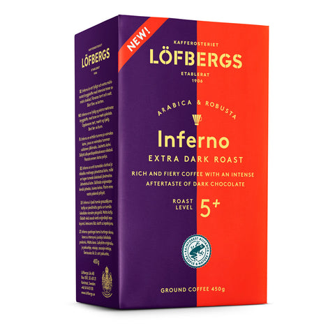 Löfbergs Inferno Extra Dark Roast Ground Coffee 15.87oz, BEST BY: December 11, 2024