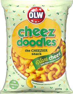 OLW Cheez Doodles Plant Based 200g, BEST BY: February 3, 2025