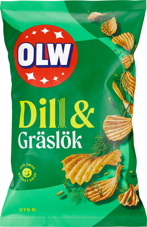 OLW Dill and Chive Chips 175g, BEST BY: January 27, 2025