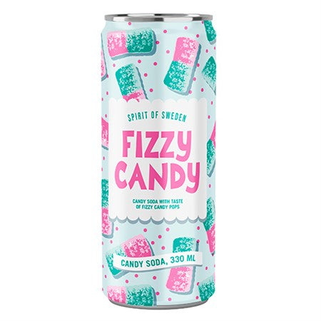 Spirit of Sweden Fizzy Candy Soda 33cl Can, BEST BY: January 4, 2025