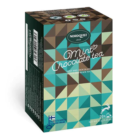 Nordqvist Mint Chocolate Flavored Black Tea Bags 20/pc Box, BEST BY: November 9, 2024