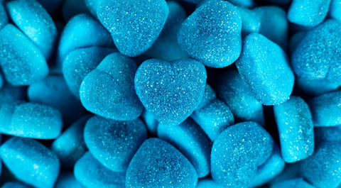 Sour Blue Raspberry Gummy Hearts