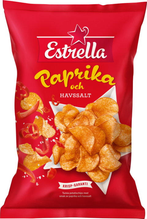 Estrella Paprika and Sea Salt Chips 175g, BEST BY: February 7, 2025