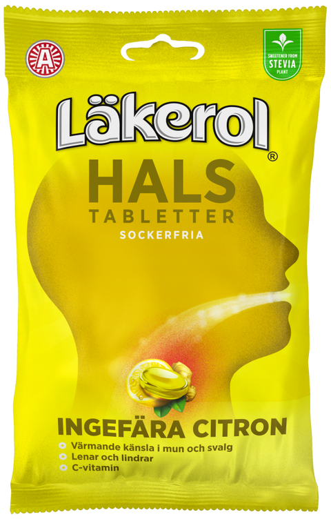 Läkerol Hals Ginger Lemon 65g, BEST BY: January 17, 2025