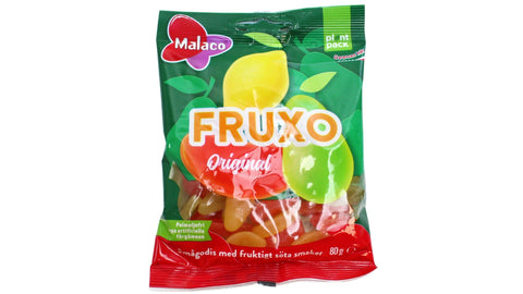 Malaco Fruxo Original 80g, BEST BY: January 6, 2025